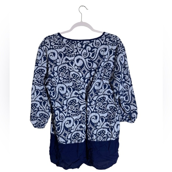 Fresh Produce | Womens Tunic Top | Large Paisley Design | Dark Blue | Size 1X - Picture 4 of 5
